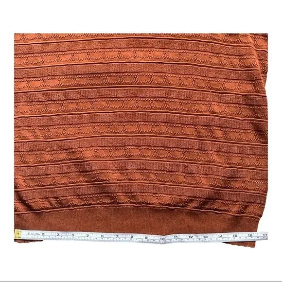 VINTAGE CLEO PETITES V-Neck Pointelle Sweater Size Large Light Brown - Picture 5 of 12